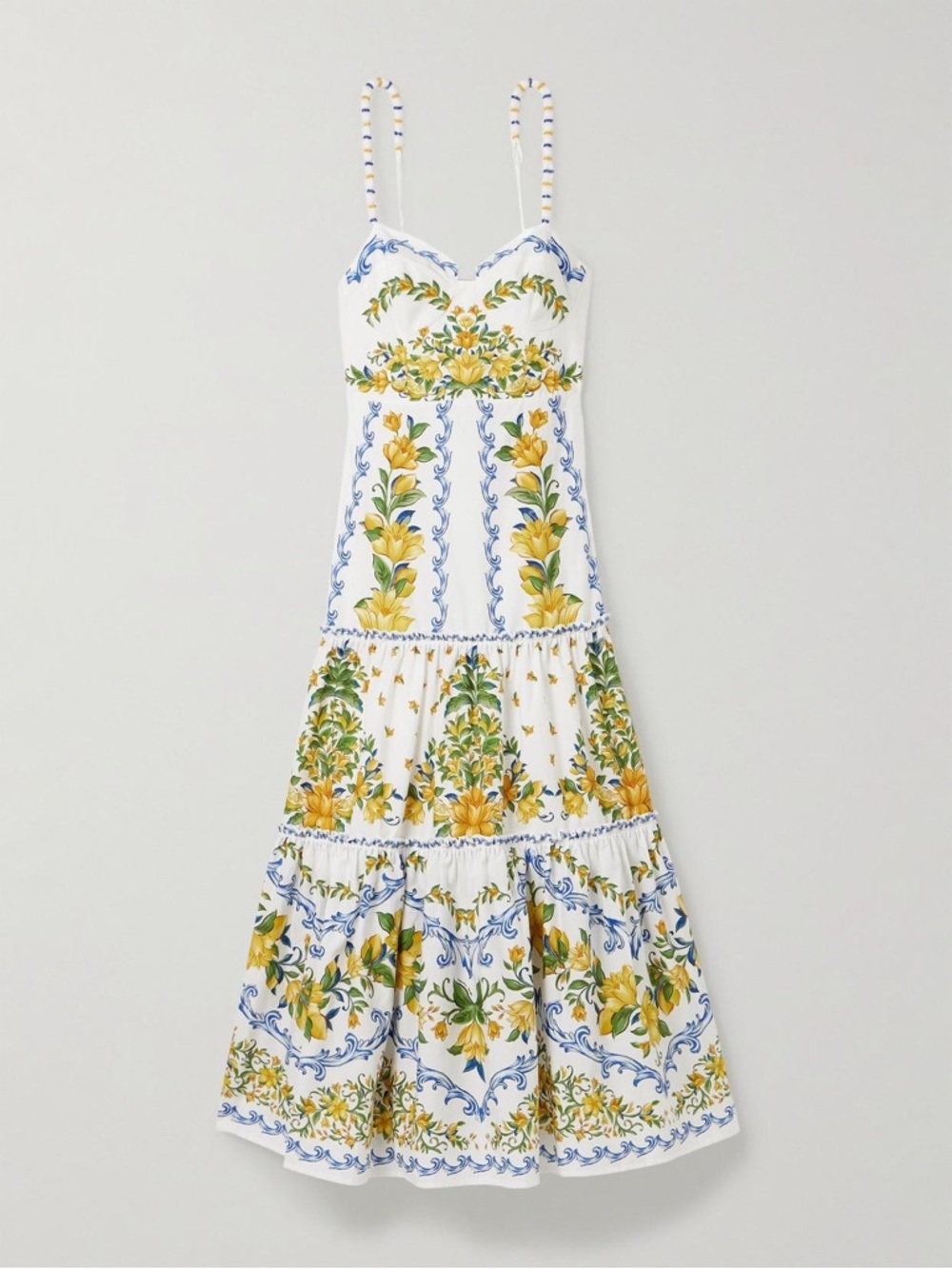 FARM Rio Off-White Sicily Organic Cotton Midi Dress Size Medium NWT